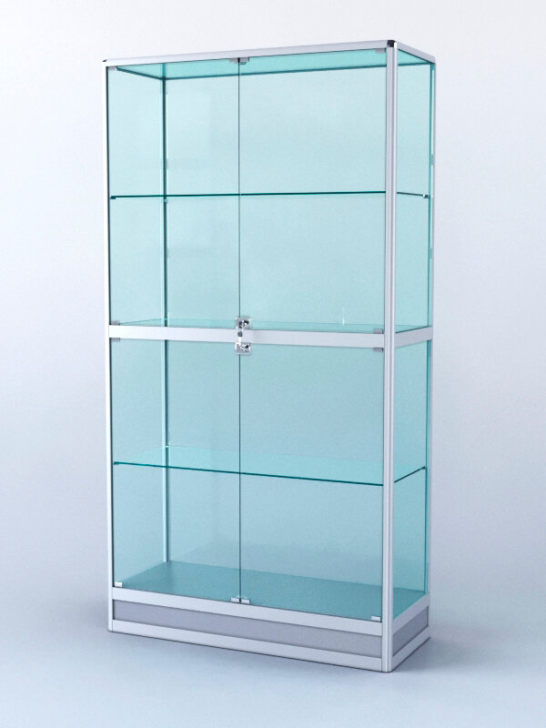 Витрина "прямоугольная" №4-400-2 (задняя стенка - стекло), Серый 100 x 40 x 200 см