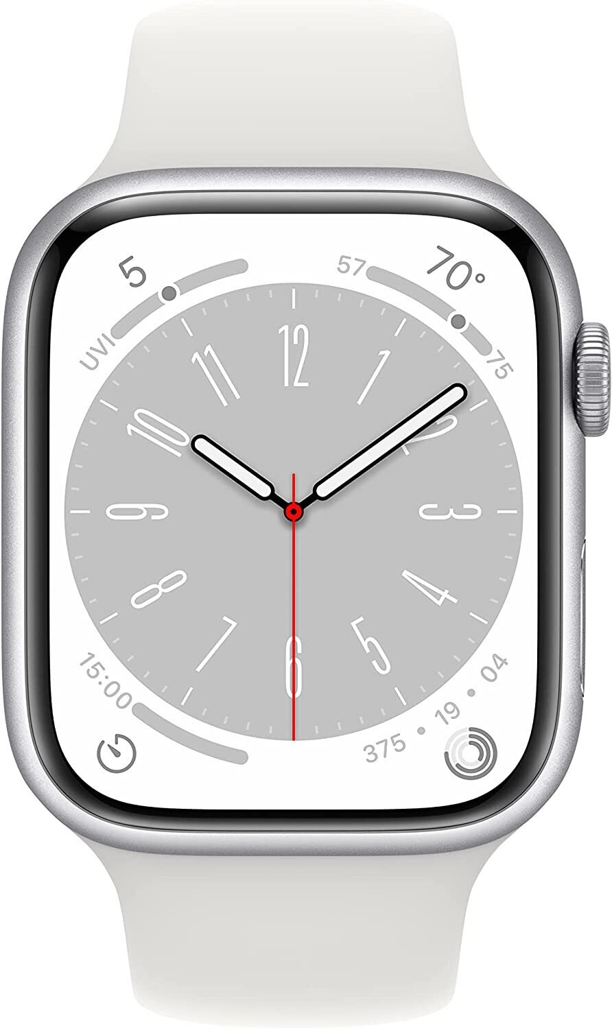 Умные часы Apple Watch Series 8 45 мм Aluminium Case GPS, silver/white Sport Band — фото 1