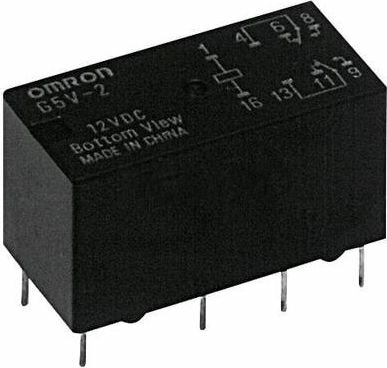 Реле OMRON G5V-2 DC12 электромагнитное, сигнальное, DPDT, Uкат 12ВDC, Iком 2А, UDC 30 В, 1 шт