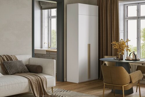 Изображение товара Шкаф распашной МебельЛэнд24 Лорена Хит - 2 с антресолью Белый 120x40x300 для одежды двухдверный