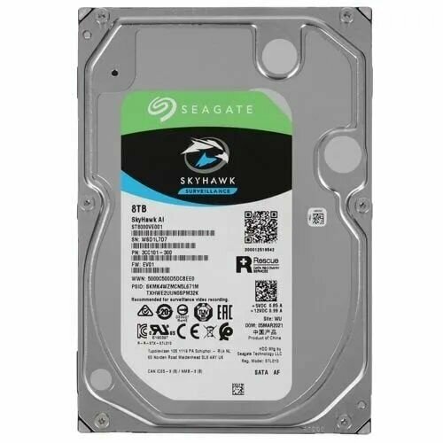 Жесткий диск Seagate SkyHawk AI ST8000VE001 8TB SATA 6 Гбитс 7200 rpm 18300₽