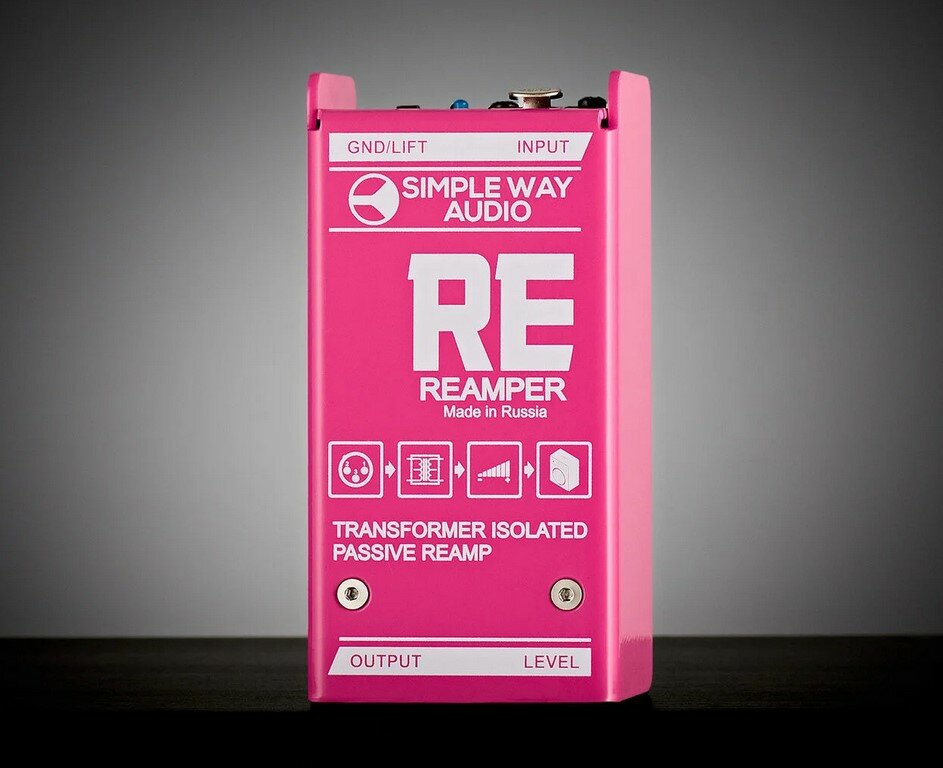 RE-PK Reamper Дибокс, преобразователь сигнала для гитары, пассивный, розовый, Simpleway Audio