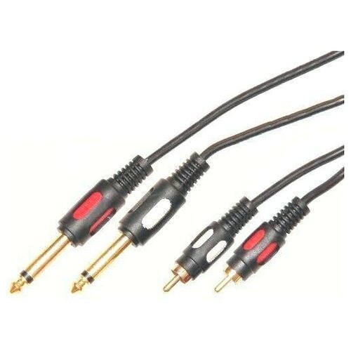 Кабель аудио 63мм-RCA Premier 5-143 переходник 2-моно-штекера 63ммTS на 2RCA штекера - 3 метра чёрный 535₽