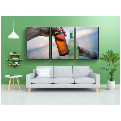 фото Набор модулных постеров для интерьера "ваше здоровье, бутылка, праздновать" 60x90 см. в тубусе, без рамки lotsprints