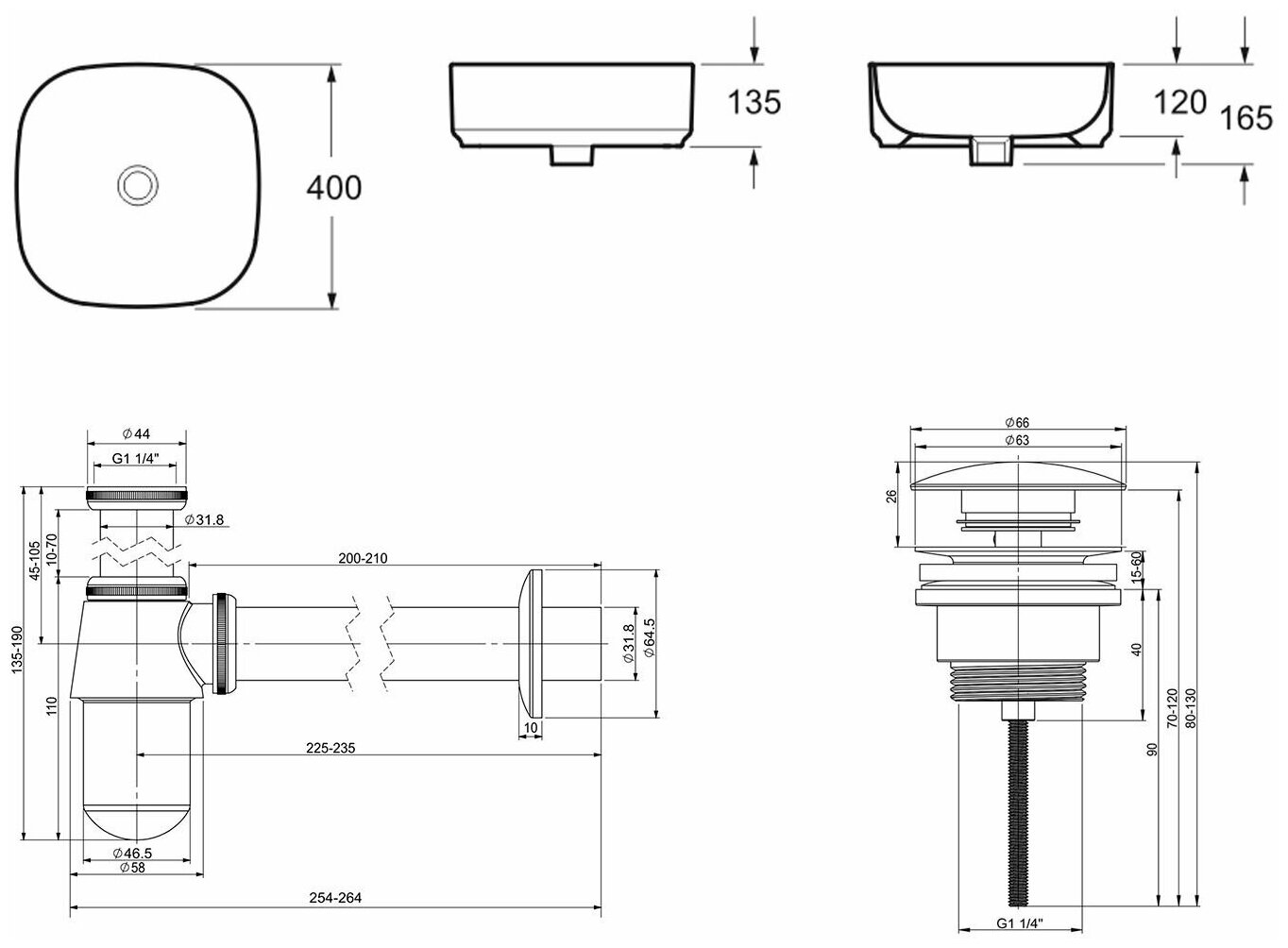 Комплект 3 в 1 Lavinia Boho Bathroom Sink 21520220: накладная фарфоровая раковина 40 см, металлическ - фото №9