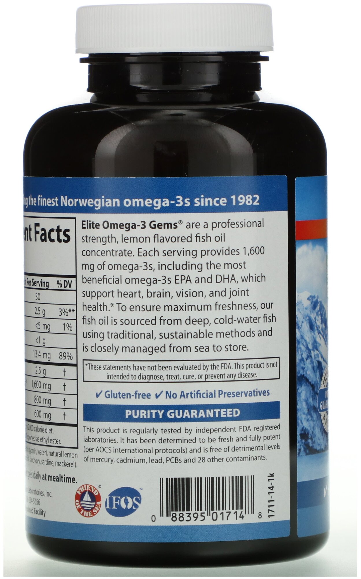 Elite Omega-3 Gems капс., 400 мл, 340 г, 90 шт., лимон