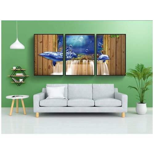 фото Набор модулных постеров для интерьера "дельфин, изобразительное искусство, создать" 60x90 см. в тубусе, без рамки lotsprints