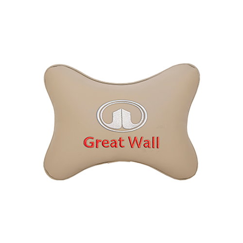 фото Подушка на подголовник экокожа beige с логотипом автомобиля great wall vital technologies
