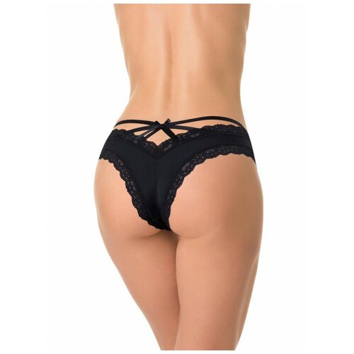 фото Трусы-бразилианы с пикантной задней частью (черный / m) amoret