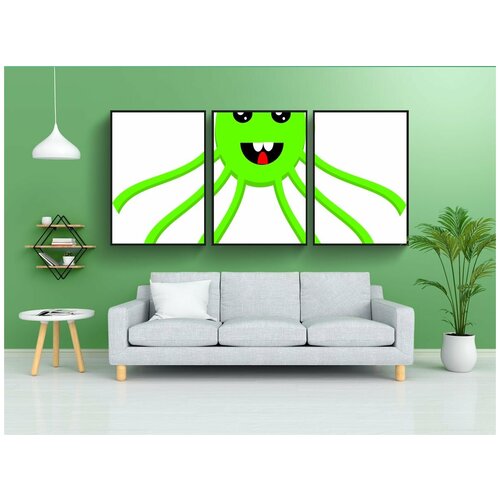 фото Набор модулных постеров для интерьера "осьминог, octopede, кракен" 60x90 см. в тубусе, без рамки lotsprints