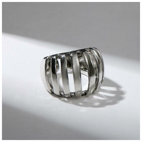 фото Кольцо "тренд" ступеньки, цвет серебро, безразмерное yandex market