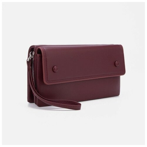 фото Кошелёк на молнии, с ручкой, цвет бордовый нет бренда