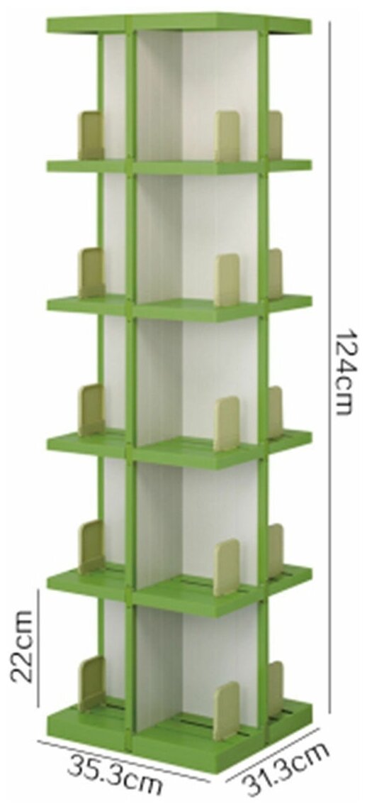 Этажерка с 5 секциями зеленая 35,3*31,3*124 см, I-486G - фотография № 2