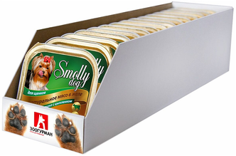 Консервы Зоогурман Smolly Dog для щенков мелких пород с телятиной и цыпленком 15шт*100г