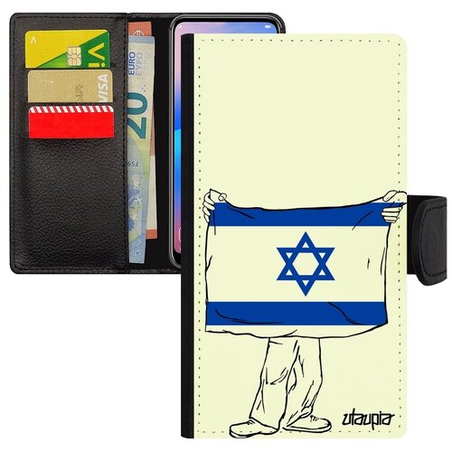 фото Ударопрочный чехол книжка на телефон // iphone 8 // "флаг израиля с руками" туризм патриот, utaupia, белый