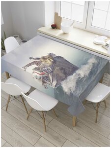 Скатерть прямоугольная JoyArty на кухонный стол "Ковчег на волнах" из оксфорда, 180x145 см