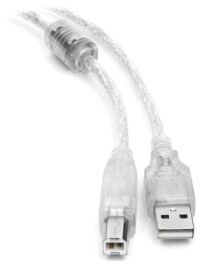 Кабель USB2.0 Am-Bm Cablexpert CCF-USB2-AMBM-TR-0.75M Pro экран и фильтр - 0.75 м, прозрачный