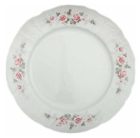 Набор тарелок 25 см 6 шт Thun "Бернадотт /Серая роза /платина" / 012489