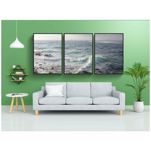 фото Набор модулных постеров для интерьера "волны, море, сторона" 60x90 см. в тубусе, без рамки lotsprints