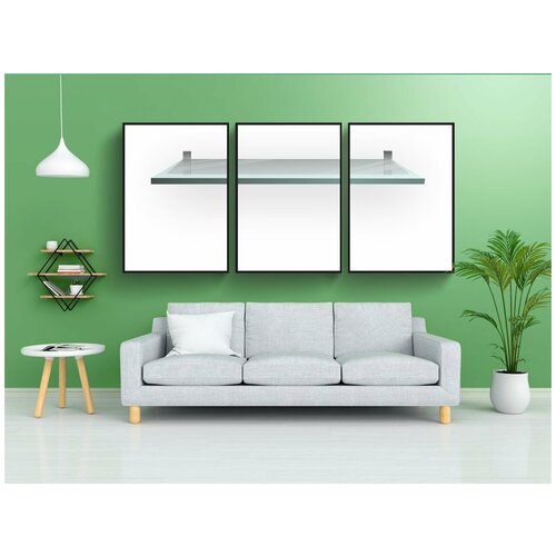 фото Набор модулных постеров для интерьера "полка, плавающий, ванная комната" 60x90 см. в тубусе, без рамки lotsprints