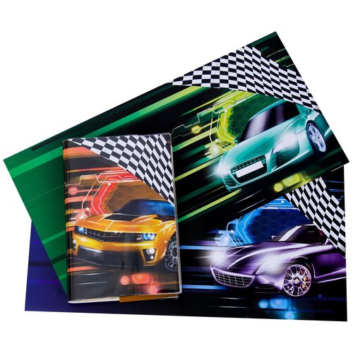фото Ukid market набор обложек для тетрадей со вставками "авто", 23.2×45 см, 3 шт
