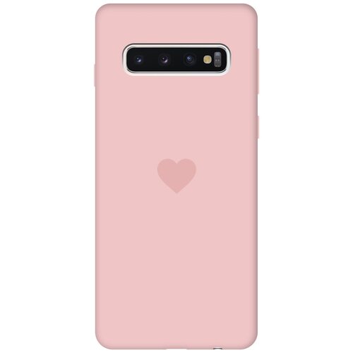 фото Силиконовая чехол-накладка silky touch для samsung galaxy s10 с принтом "heart" розовая gosso