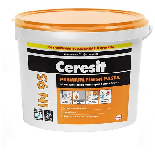 Полимерная шпатлёвка Ceresit IN-95 5кг шпаклевка финишная полимерная ceresit in 95 готовая 25 кг