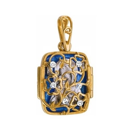 фото София подвеска с фианитами и эмалью образ божией матери владимирская из серебра с позолотой 627