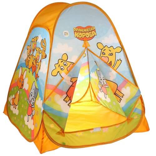 фото Палатка детская игровая оранжевая корова 81х90х81см, в сумке, тм играем вместе gfa-oc01-r