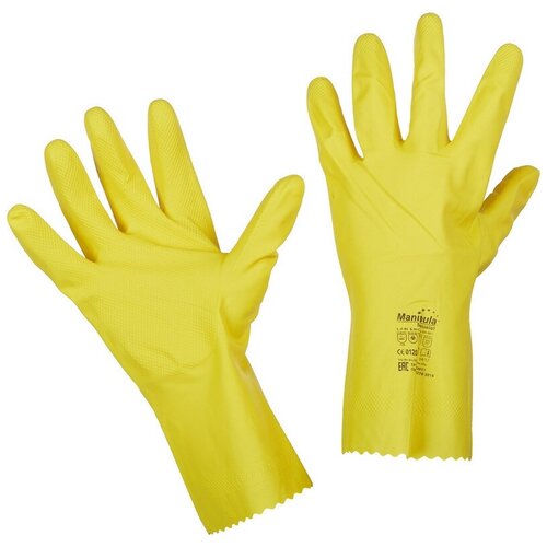 перчатки защитные латексные manipula specialist блеск х б напыление размер 8 8 5 m желтые 12 пар l f 01 Перчатки защитные латекс Manipula блеск (L-F-01/CG-941) р.8-8,5 (М), ПС, 1пара