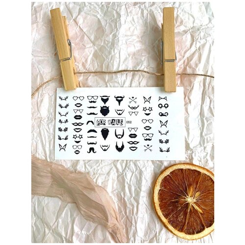 Слайдер (водные наклейки) для дизайна ногтей FN052 Новый Год Маски