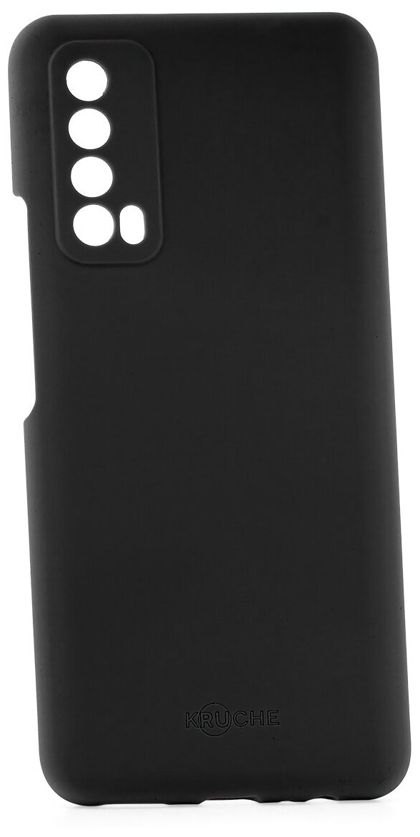 Чехол на Huawei P Smart 2021 Kruche Silicone Plain Black, противоударный пластиковый кейс, защитный силиконовый бампер, софттач накладка с защитой камеры