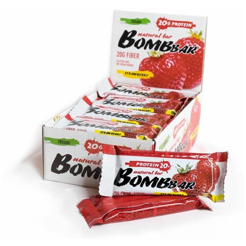 фото Протеиновый батончик bombbar protein bar 20 x 60 г, клубника