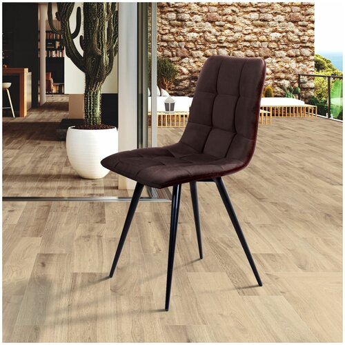 фото Стул uno, бархат антрацит 14 / чёрный конус top concept