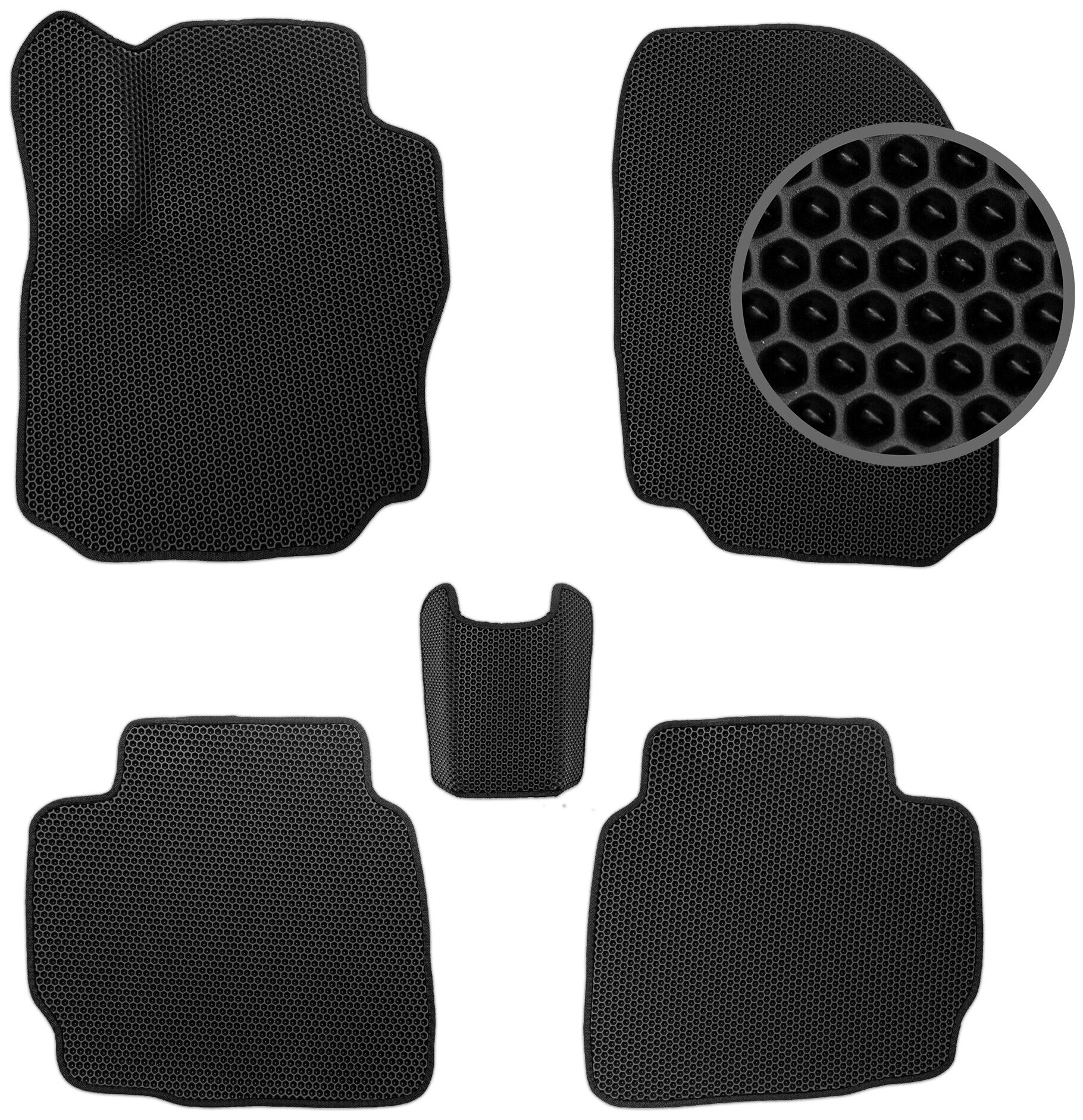 Комплект EVA ковриков для Ford Mondeo 4 2010-2014/Форд Мондео 4 2010-2014 черные с черной окантовкой