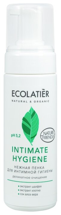 ECOLATIER Нежная пенка для интимной гигиены Intimate Hygiene, шалфей, бутылка, 220 г, 150 мл