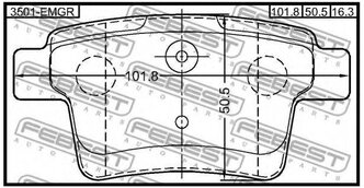 Дисковые тормозные колодки задние FEBEST 3501-EMGR для Ford Mondeo, Citroen C4 Picasso (4 шт.)