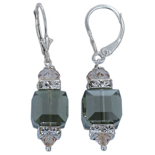 Серьги с подвесками Эстет сталь кристаллы Swarovski серый 2475₽