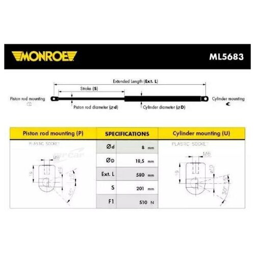 фото Monroe ml5683 упор газовый