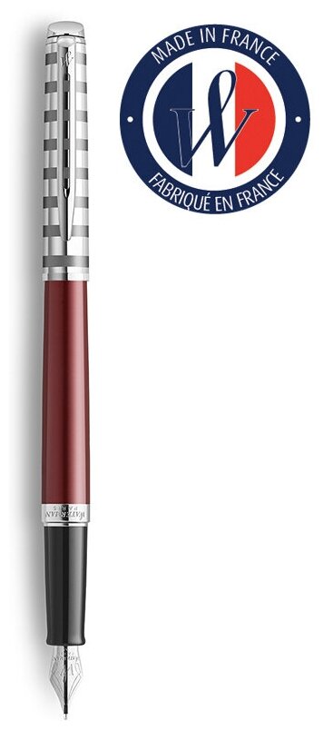 Ручка перьев. Waterman Hemisphere Deluxe (2117789) Marine Red F сталь нержавеющая подар.кор.