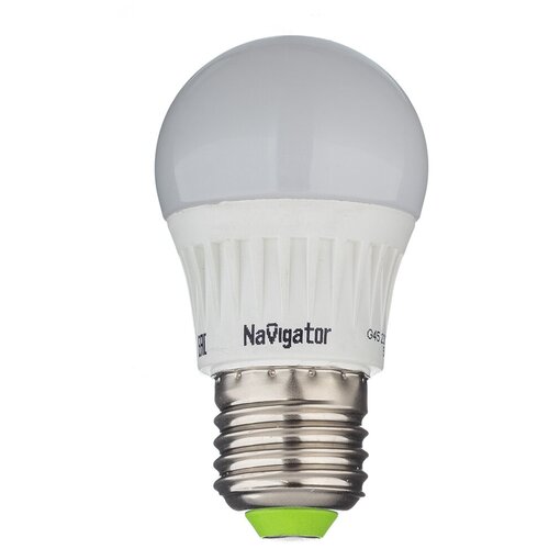 фото Лампа светодиодная navigator 7 вт e27 шар g45 4000к естественный белый свет 220 в матовая диммируемая