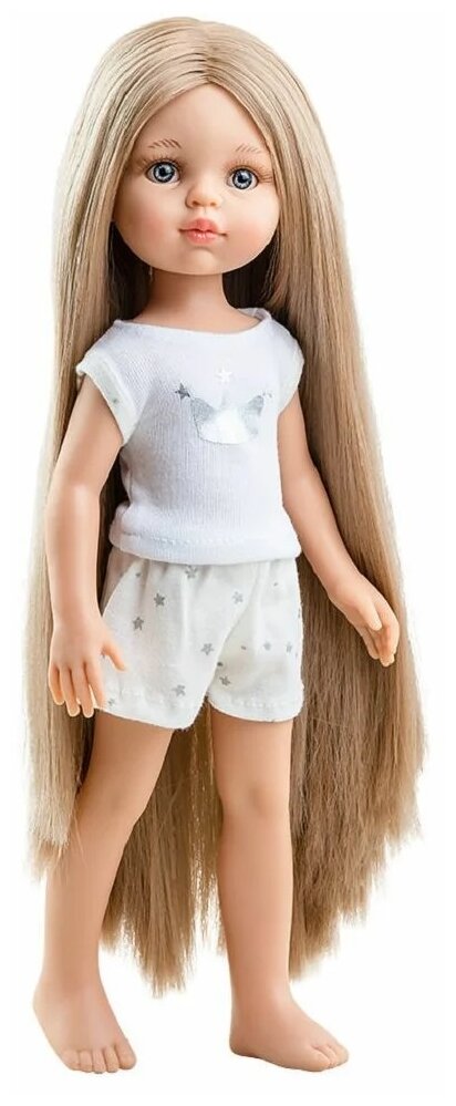 Кукла Paola Reina Карла, блондинка с длинными волосами, в пижаме, 32 см