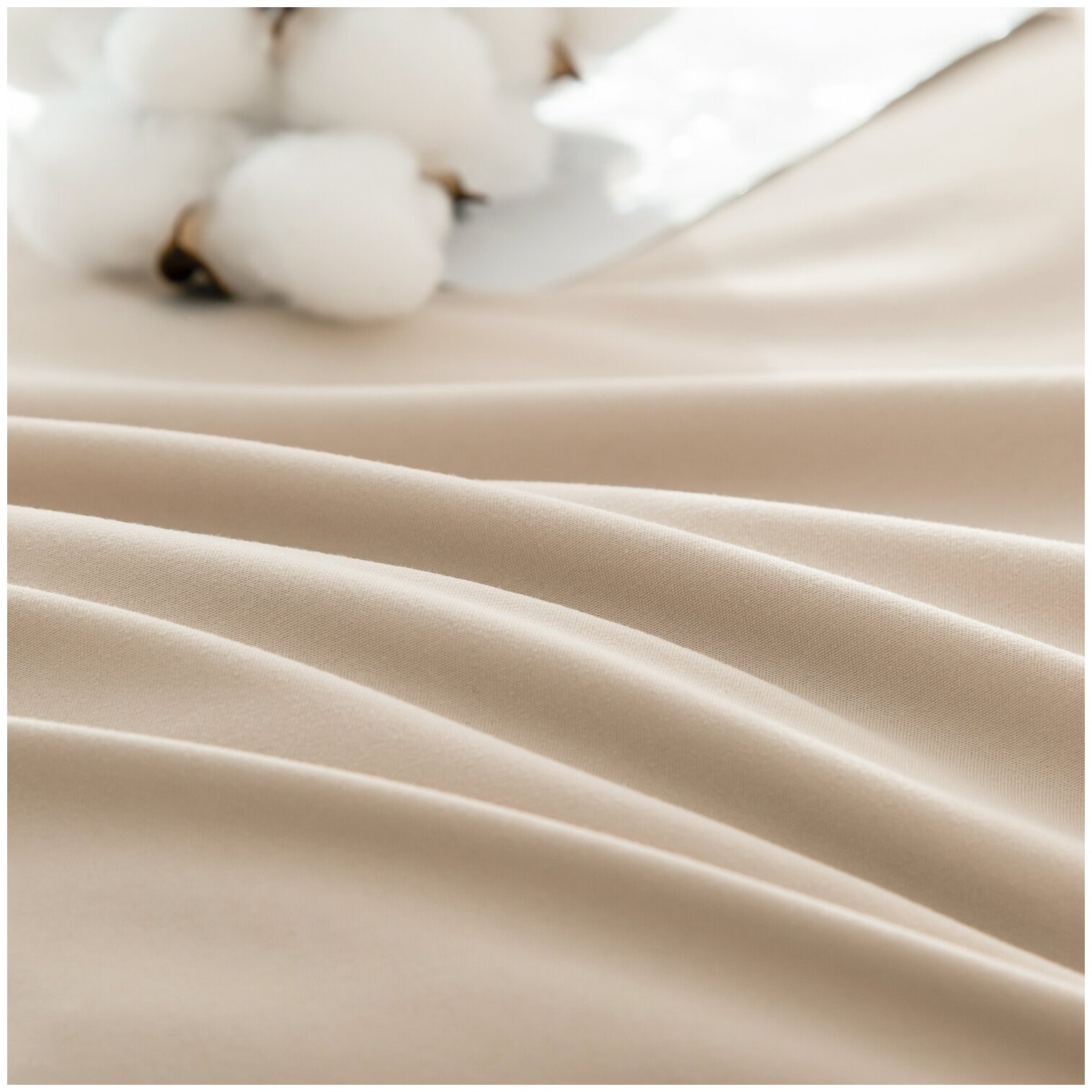 Комплект постельного белья Однотонный Сатин Вышивка на резинке CHR034 - фотография № 2