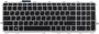 Клавиатура для ноутбука HP ENVY 15-j000, 17-j000 черная, рамка серебряная, с подсветкой