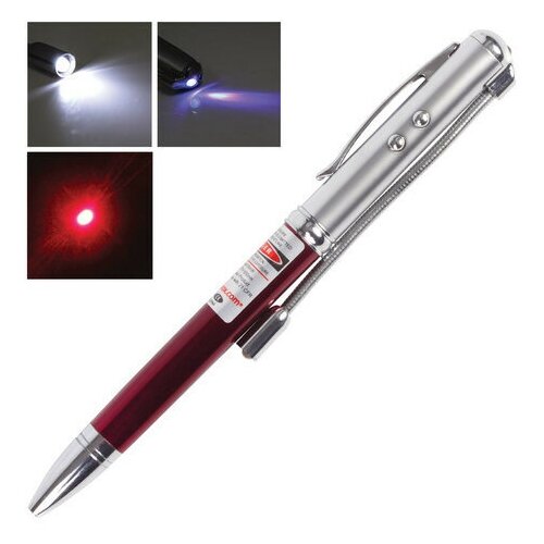 фото Указка лазерная, радиус 200 м, красный луч, led-фонарь, стилус, детектор купюр, ручка, td-rp-36 beifa