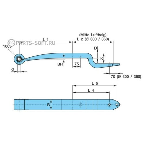 BPW 0508214010 Полурессора однолистовая 1/56x100x56 500415/345/70 Kr185