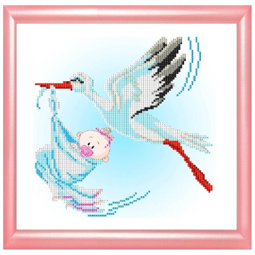 фото Набор для вышивания бисером славяночка арт. нк-4011 с рождением девочки 20х25 см