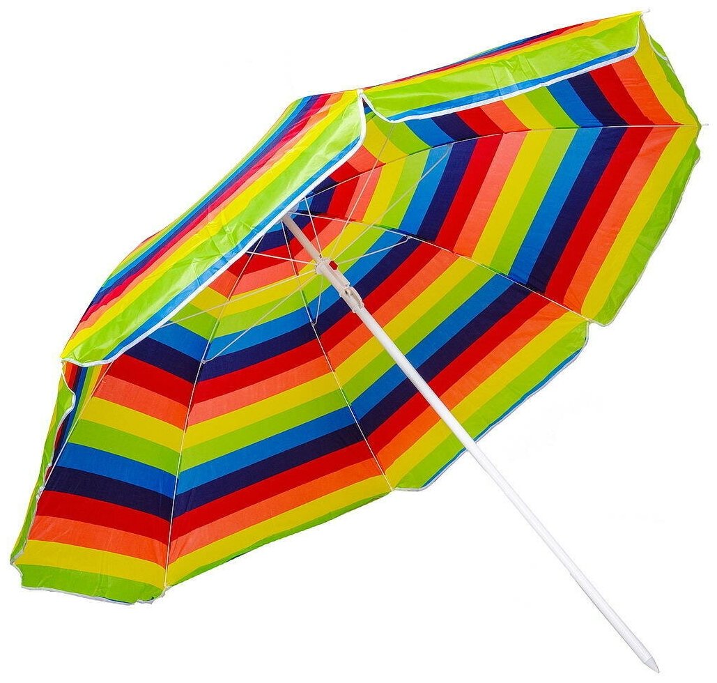 Зонт пляжный 200 см, с наклоном, 8 спиц, мет-л, Разноцветные полоски, LG08 - фотография № 1