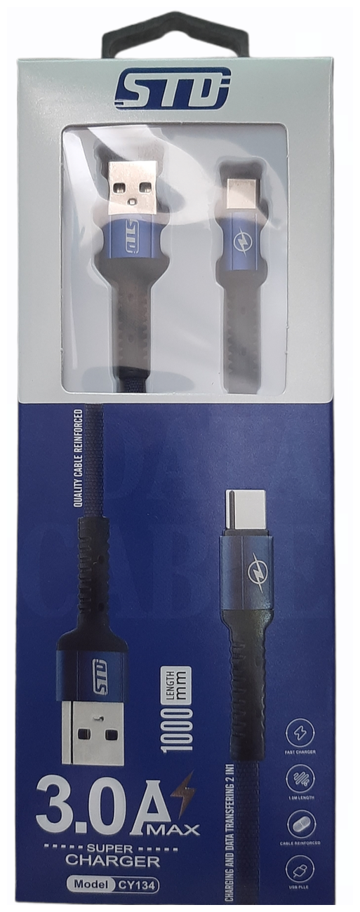 Кабель USB Type-C STD CY134 1m синий