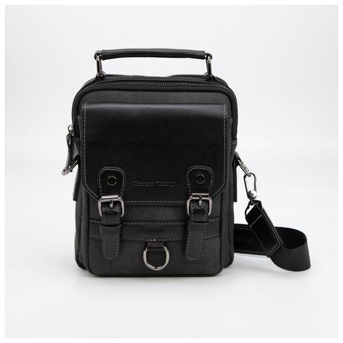 фото Планшет мужской, 2 отдела на молниях, 3 наружных кармана, регулируемый ремень, цвет чёрный lavanda